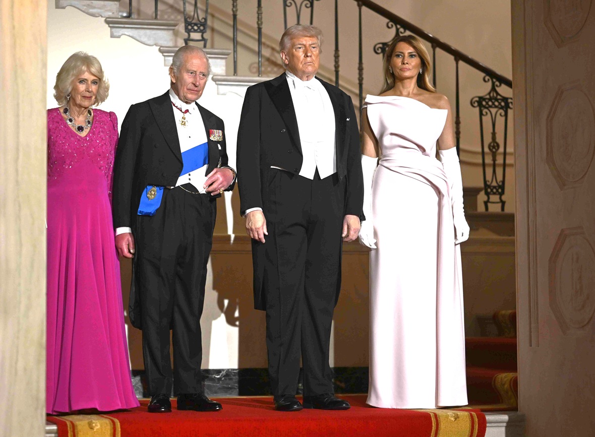 Στιγμιότυπο από το επίσημο δείπνο που παρέθεσε ο Αμερικανός πρόεδρος Donald Trump και η Πρώτη Κυρία Melania στον βασιλιά Κάρολο και τη βασίλισσα Camilla στον Λευκό Οίκο, 28 Απριλίου 2026