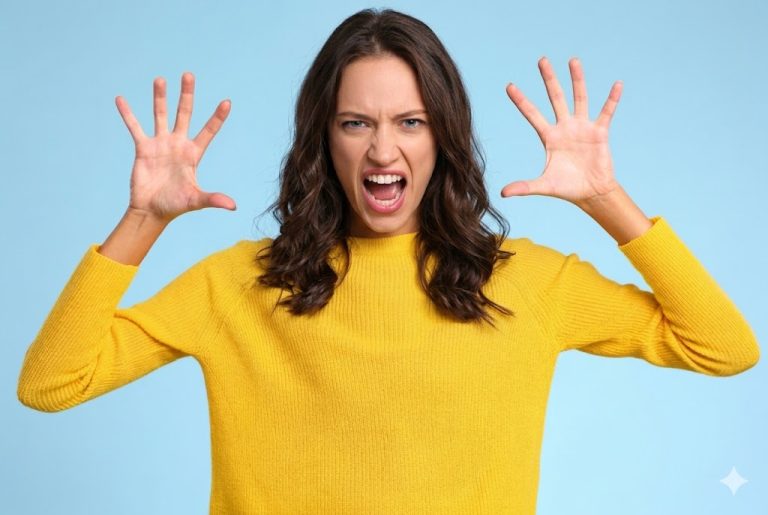 Γυναίκα νέα θυμωμένη φωνάζει.