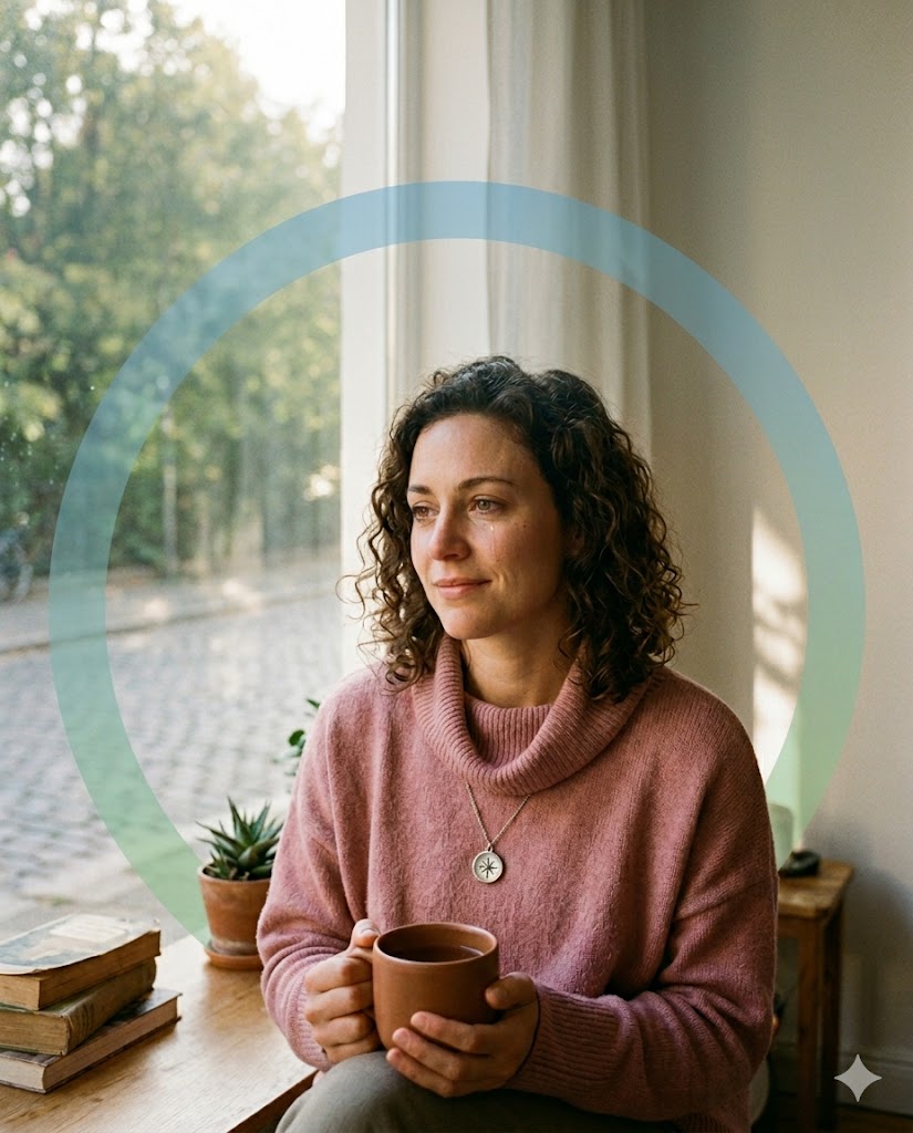 Γυναίκα ήρεμη σκέφτεται.