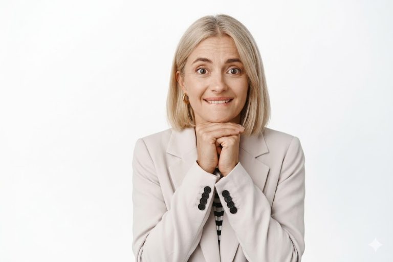 Γυναίκα σοκαρισμένη αλλά χαρούμενη.