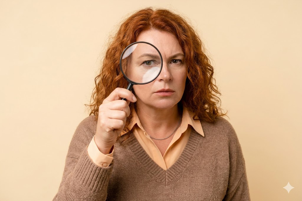 Γυναίκα με μεγεθυντικό φακό.