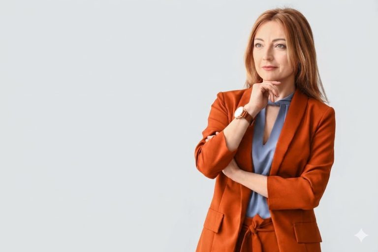 Γυναίκα με πορτοκαλί κουστούμι