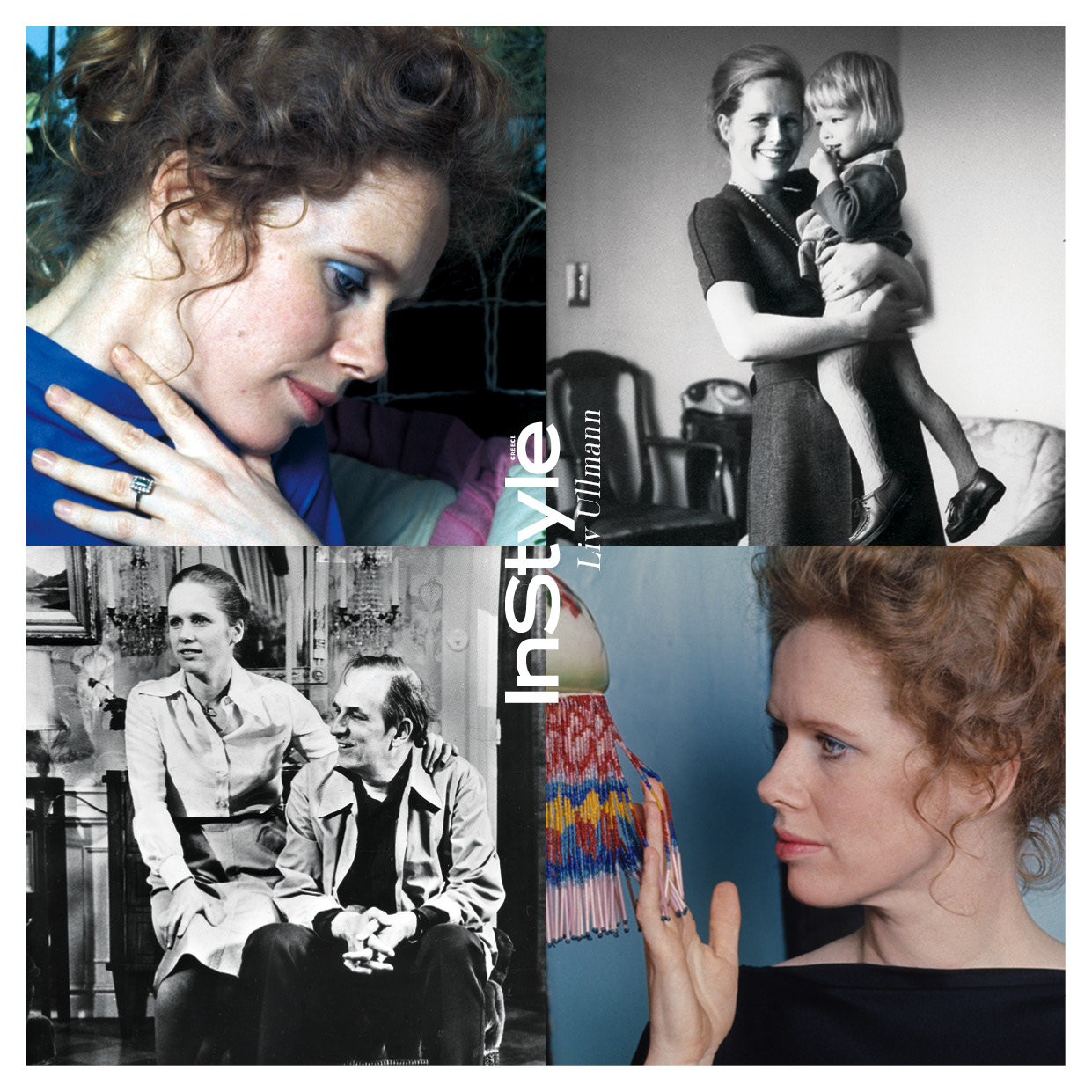 Liv Ullmann collage με εμβληματικές φωτογραφίες από την πορεία της στον κινηματογράφο