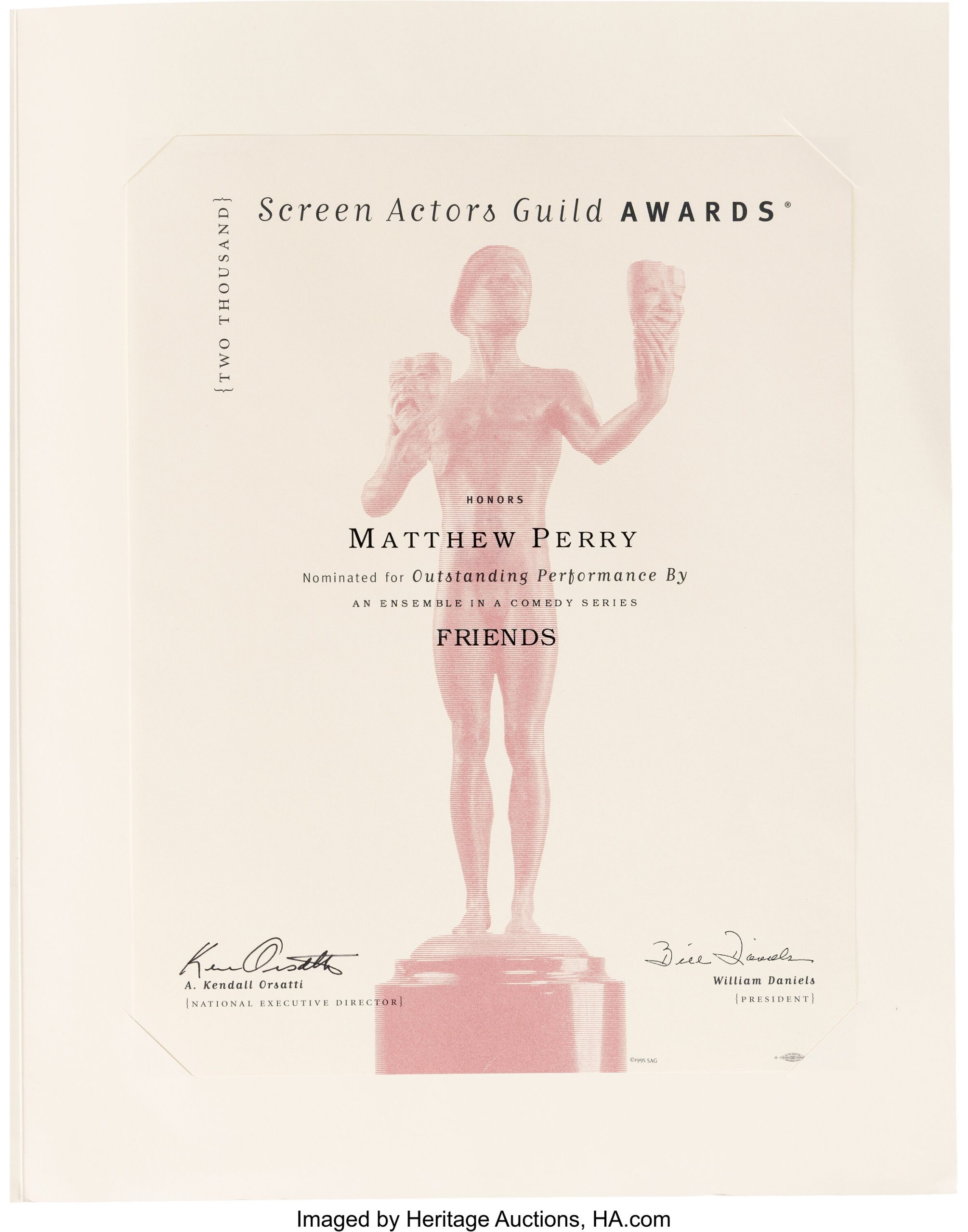 Το τιμητικό βραβείο του SAG Award (Screen Actors Guild Award) που αποδεικνύει την αναγνώριση των συναδέλφων του. Δημοπρατείται από τον οίκο Heritage Auctions για καλό σκοπό.