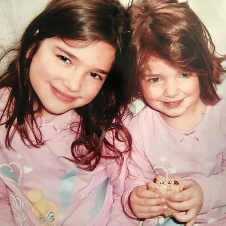 Η Dua Lipa με την αδελφή της Rina σε throwback φωτογραφία. με ροζ φορεματάκια και οι δύο τους.