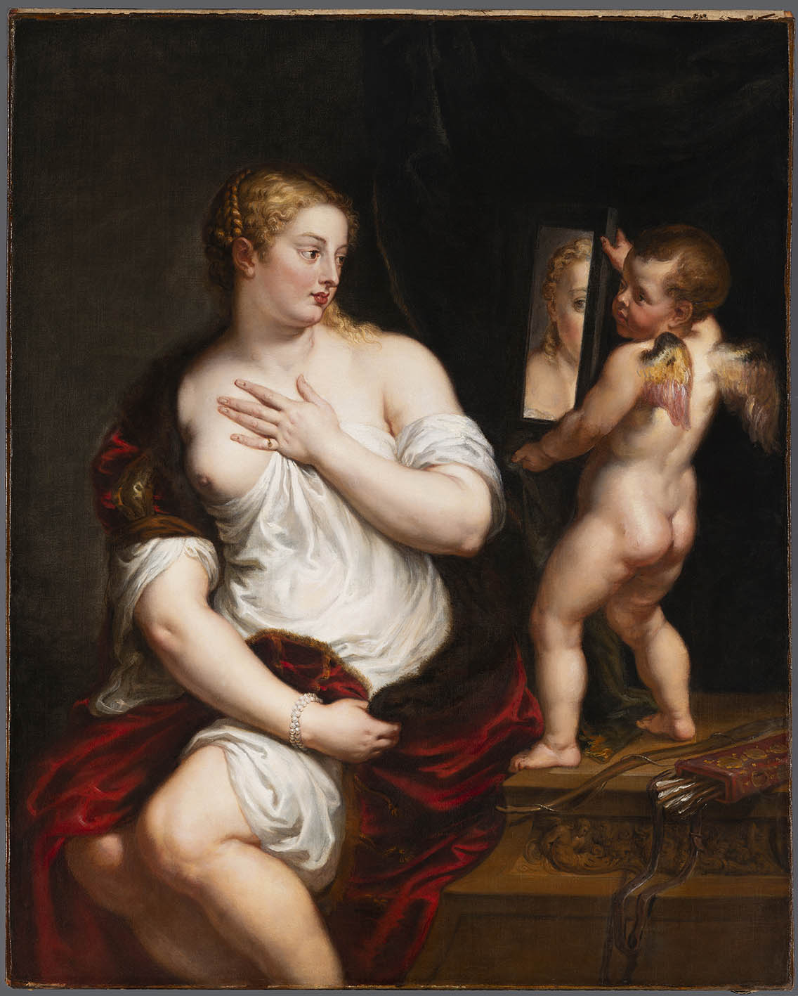 Αφροδίτη και Έρωτας, περ. 1606 - 1611 του Peter Paul Rubens. O πίνακας είναι μετά από την αποκατάστασή του. Λάδι σε καμβά. 137 x 111 εκ. Εθνικό Μουσείο Thyssen-Bornemisza, Μαδρίτη