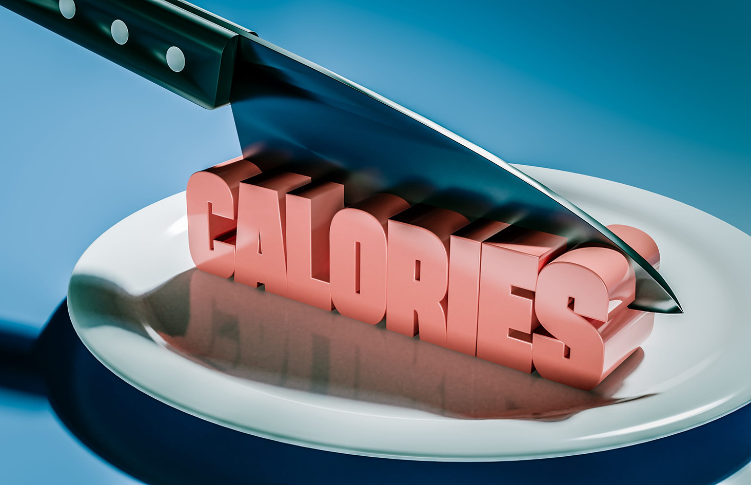 Mαχαίρι που κόβει calories θερμίδες. Εικαστική παρέμβαση σε εικόνα