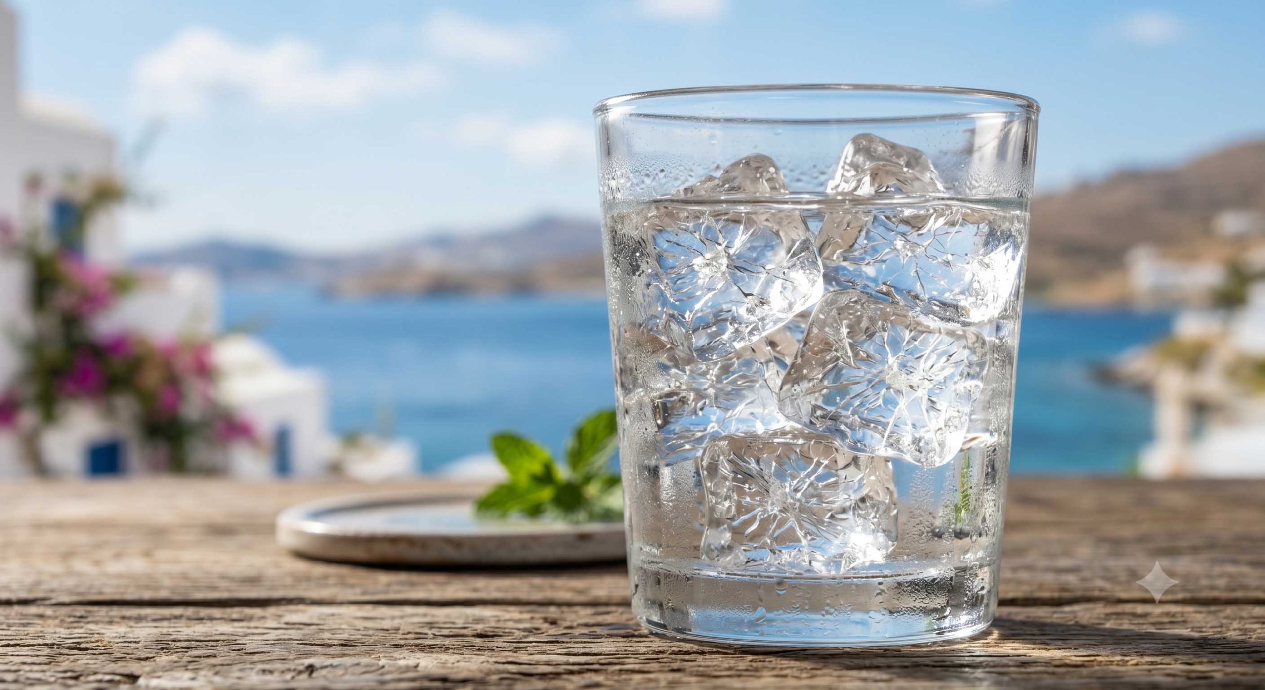 Ποτήρι με παγάκια.