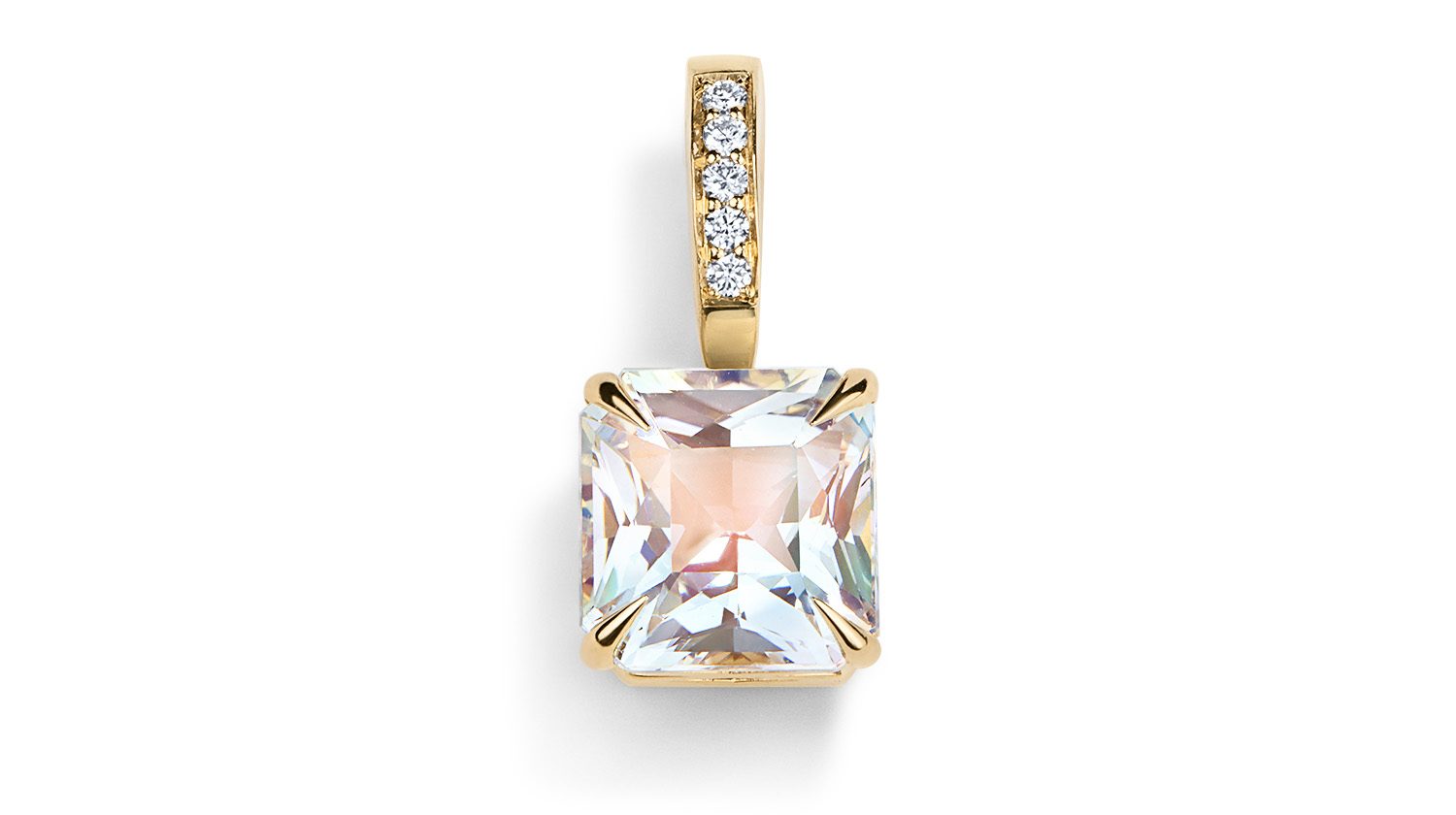 Μοναδικό μικρό γούρι με μεντεσέδες Pavé Diamond με φεγγαρόπετρα σε λαμπερή κοπή 4.850,00 $