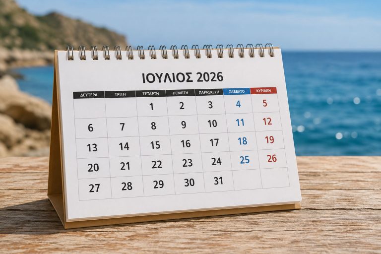 Η πιο τυχερή ημέρα του Ιουλίου 2026 για κάθε ζώδιο – Δείτε τη δική σας. Στη φωτογραφία ημερολόγιο για Ιούλιο 2026 δίπλα στη θάλασσα