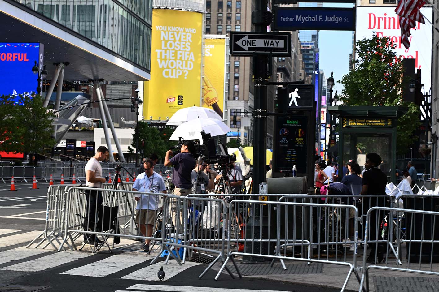 Άποψη γύρω από το Madison Square Garden στις 3 Ιουλίου 2026 στη Νέα Υόρκη. Η πόλη της προετοιμάζεται για τον γάμο της Taylor Swift και του Travis Kelce.
