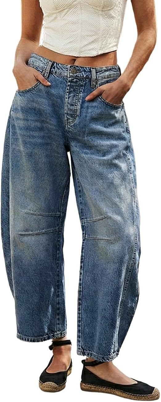 Stretchy High Rise Barrel Jeans Vintage Credit: Generic
