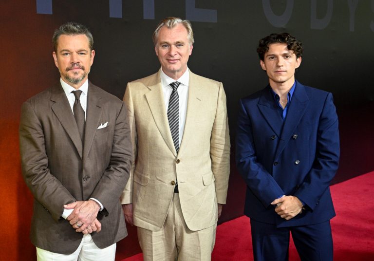 Oι Matt Damon, Christophera Nolan & Tom Holland στην πρεμιέρα της ταινίας THE ODYSSEY της Universal Pictures στις 11 Ιουλίου 2026 στη Βομβάη της Ινδίας.