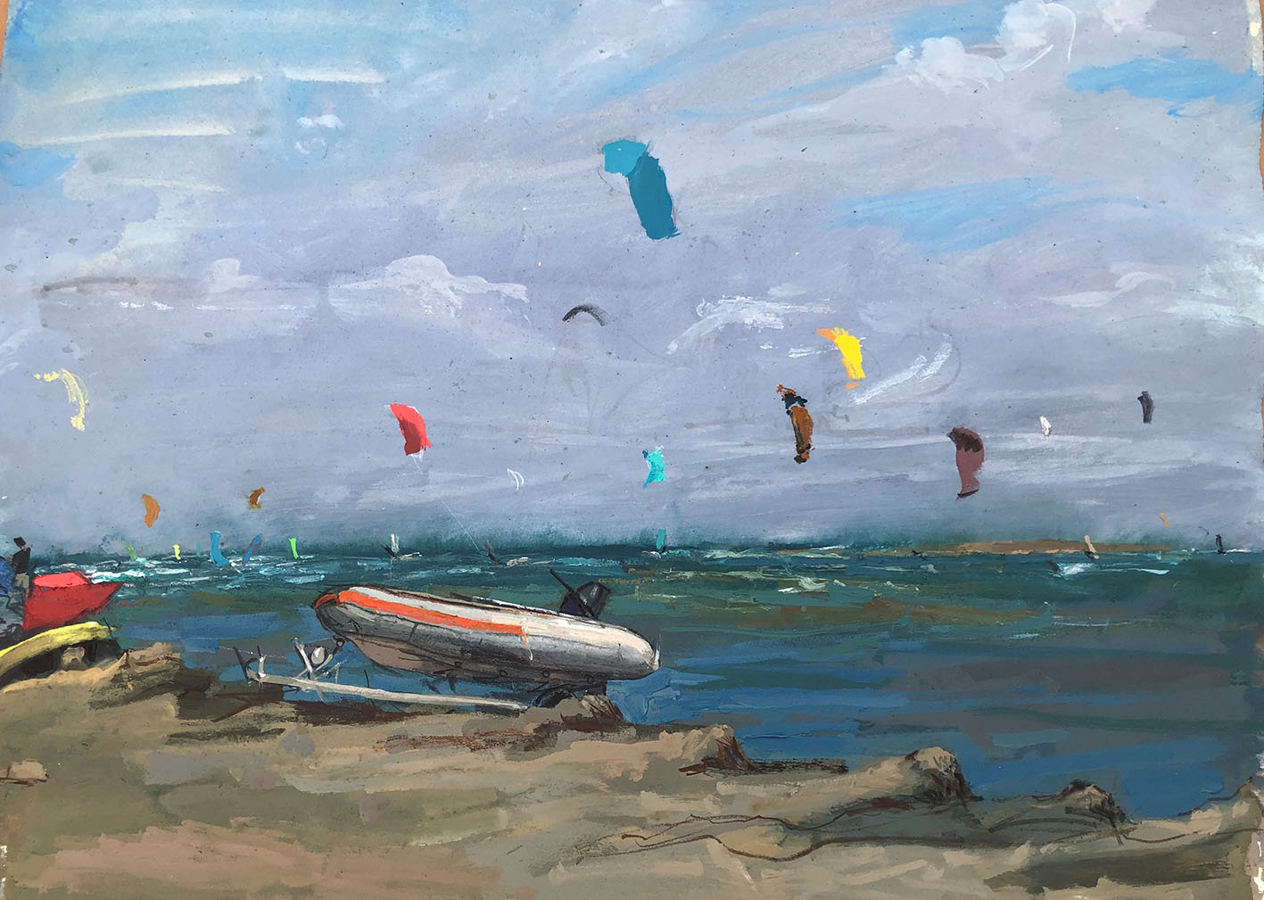 «Αετοί», 56Χ76 cm, ακρυλικά σε χαρτί Saunders 300 gr, Σ. Ζαννής, Άρτεμις, 2025