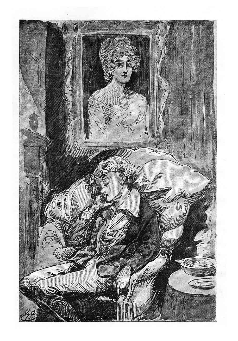 Oliver and his Mother's Portrait Illustrated by Harry Furniss