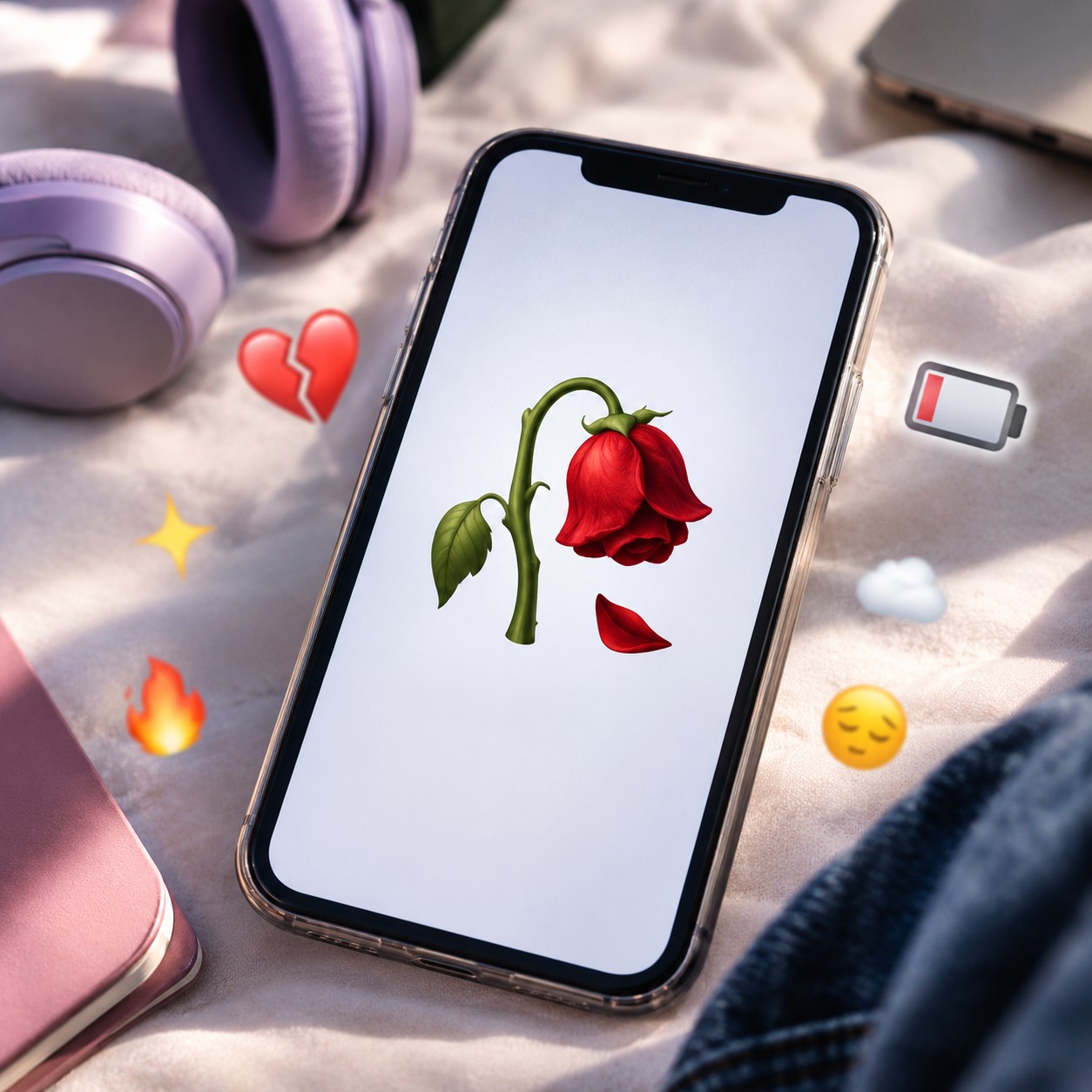 Emoji Gen Alpha Μαραμένο τριαντάφυλλο