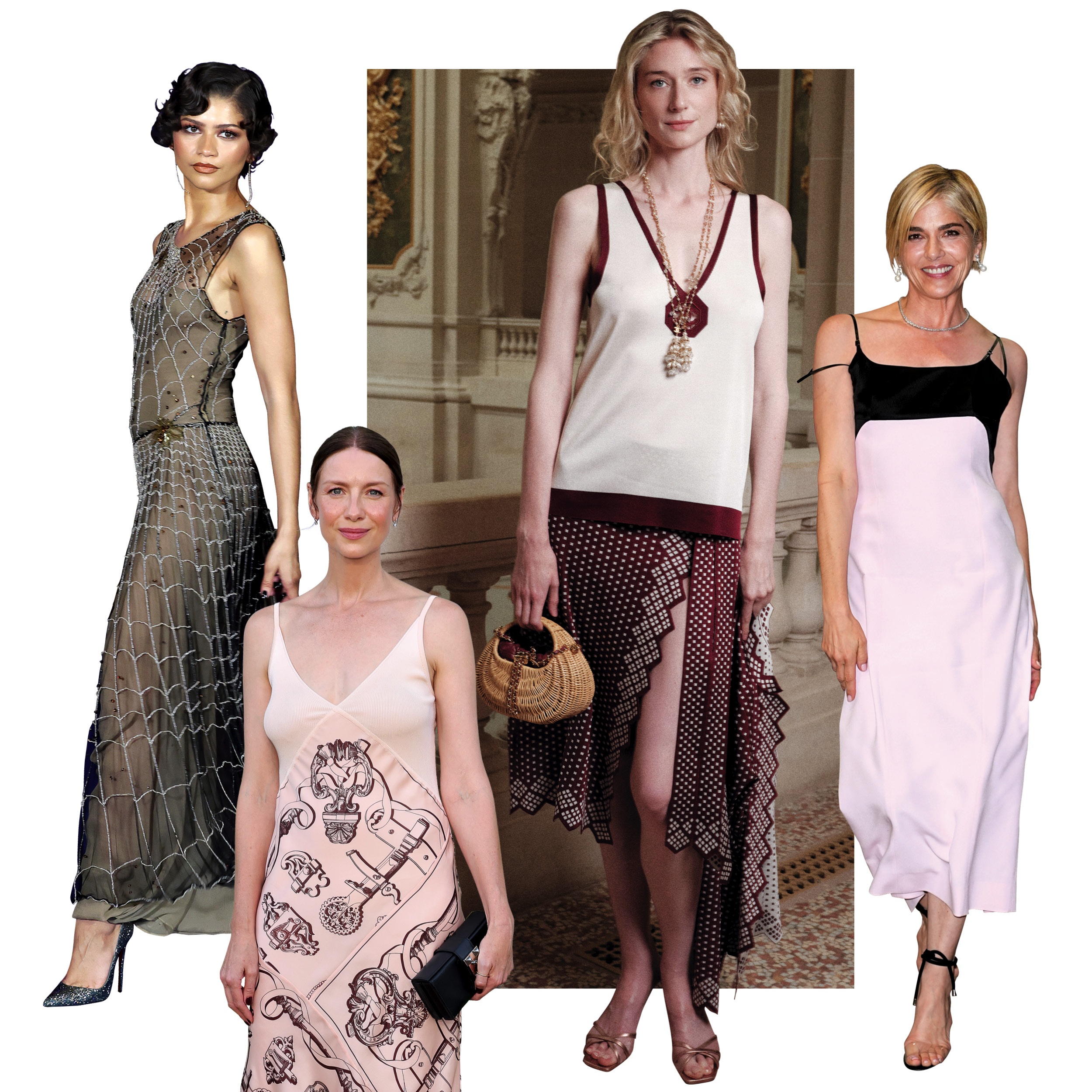 Celebrities με vintage και slip φορέματα, Zendaya με sheer διαφανές φόρεμα και Elizabeth Debicki με ντεκολτέ τοπ