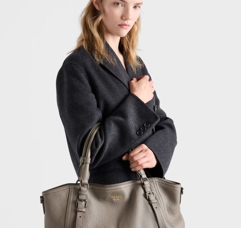 Large leather tote bag, Prada