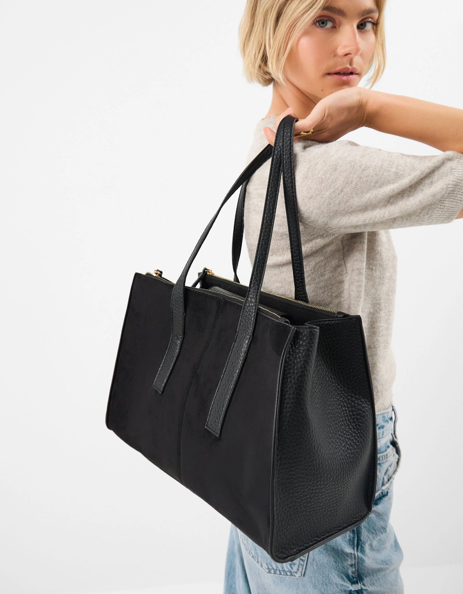 accessorize Double Zip Laptop Shoulder Bag