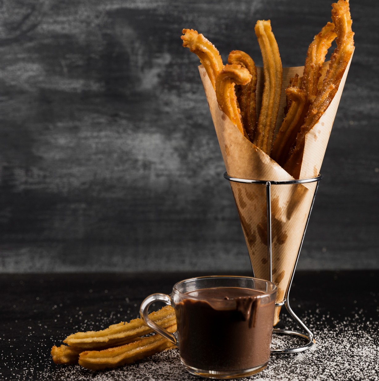 Churros με dip σοκολάτας