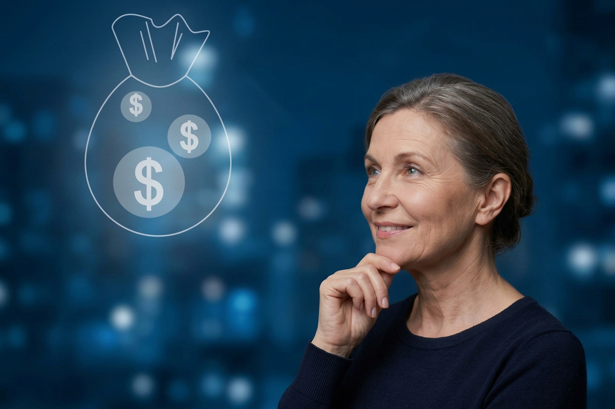 Γυναίκα σκέφτεται χρήματα