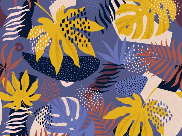 Botaniki mageia-8-21-Collage contemporary floral hawaiian pattern in vector. Seamless surface design.