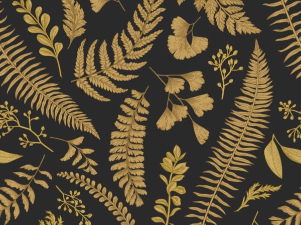 Botaniki magieia-10/21-Seamless floral pattern. Gold.
