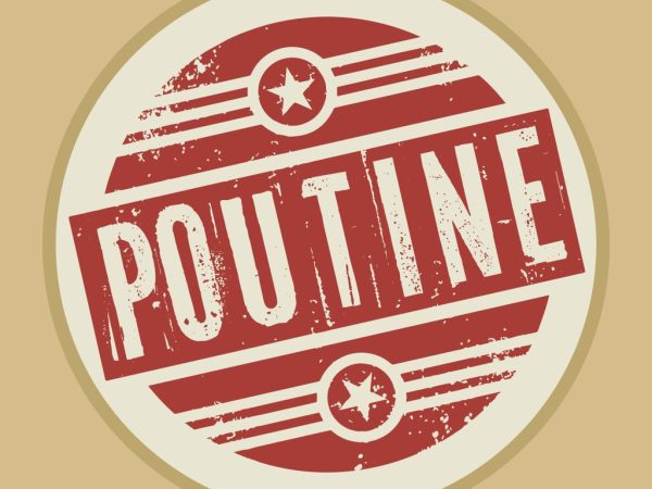 Poutine-canada-Grunge abstract vintage stamp or label with text Poutine