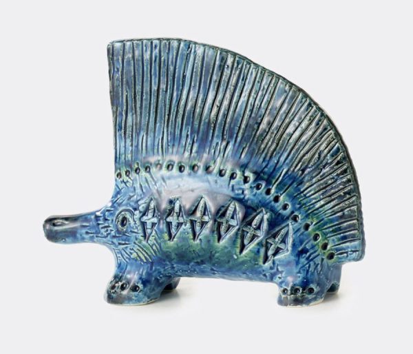 deco-animals-Bitossi-Ceramiche-Rimini-Blu-porcupine-figure-9X10