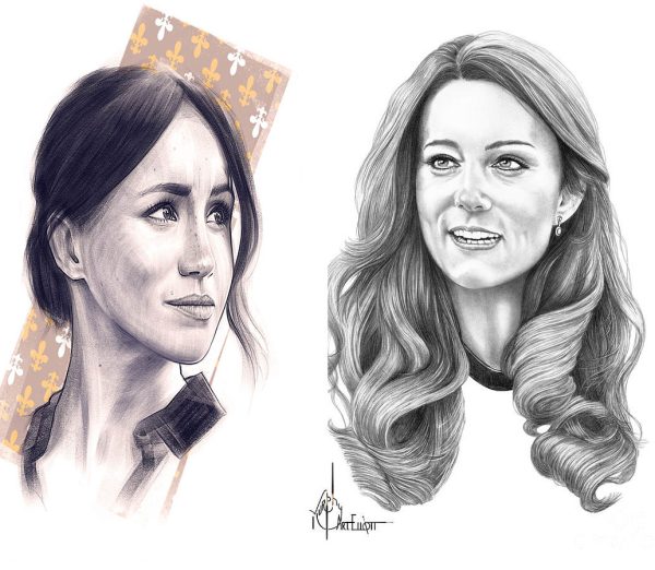 Σκίτσα Kate Middleton και Μeghan Markle