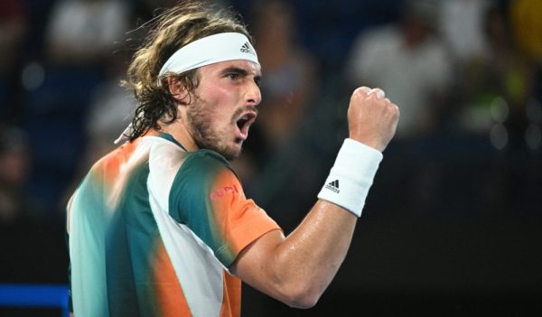 Stefanos Tsitsipas (GRE) during his quarter final round at the 2022 Australian Open at Melbourne Park in Melbourne, AUSTRALIA, on January 26, 2022. Photo by Corinne Dubreuil/ABACAPRESS.COM