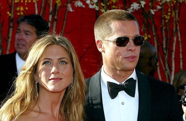 LOS ANGELES - SEPTEMBER 19:  Actress Jennifer Aniston and Actor/husband Brad Pitt attend the 56th Annual Primetime Emmy Awards on September 19, 2004 at the Shrine Auditorium, in Los Angeles, California. (Photo by Kevin Winter/Getty Images)