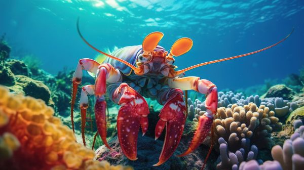 Lobster on a coral reef in the Red Sea, Egypt