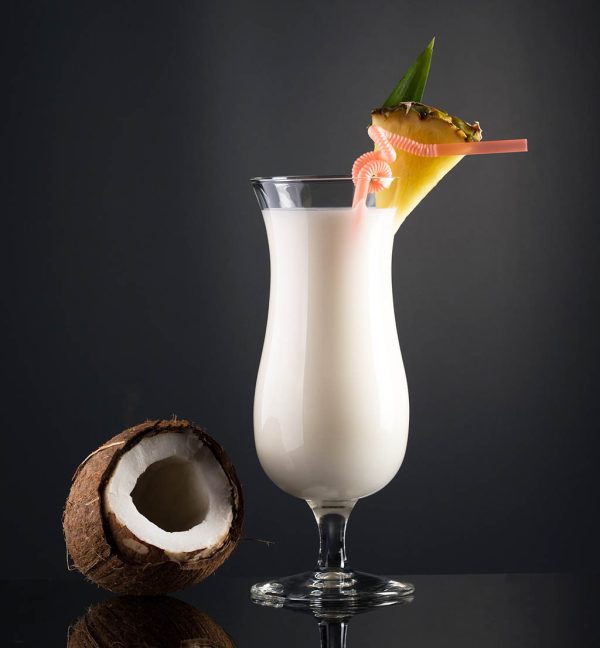 Pina colada drink in cocktail glass