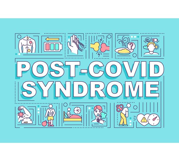 Post covid syndrome word concepts banner
