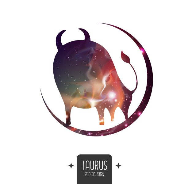 Modern magic witchcraft card with astrology Taurus zodiac sign.