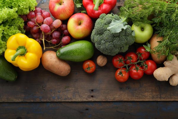 fresh vegetables and fruits background