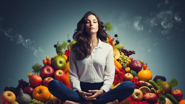 Γυναίκα μπροστά από φρούτα