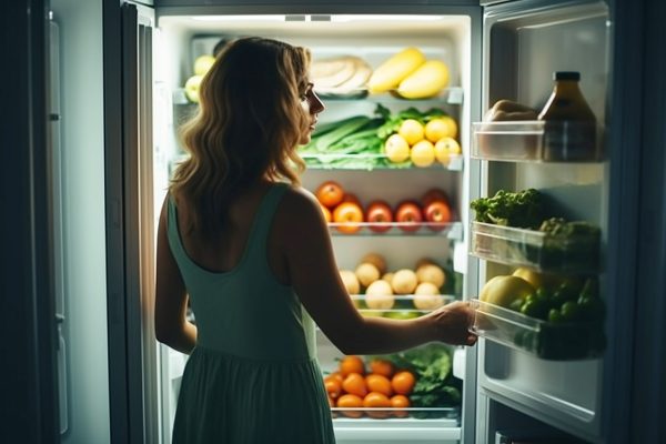 Γυναίκα μπροστά σε ψυγείο