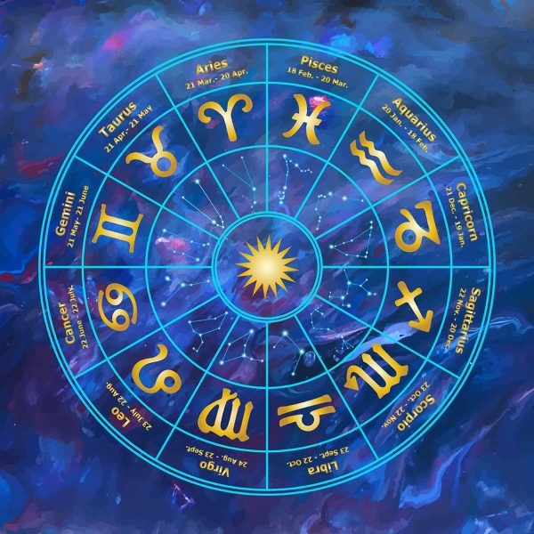 Color circle with signs of zodiac. Vector